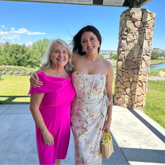 NEW V. Chapman Anthropologie Liliana Strapless Midi Dress Pink Rose Floral 12 - Picture 2 of 14